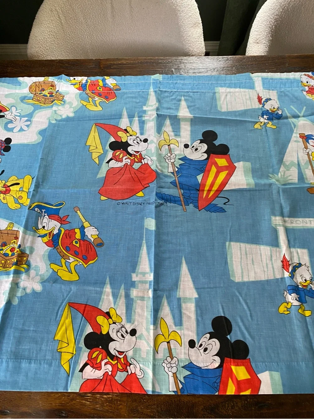 Vintage 1960s Set of 3 Walt Disney Mickey Mouse Disneyland Curtain Panels
